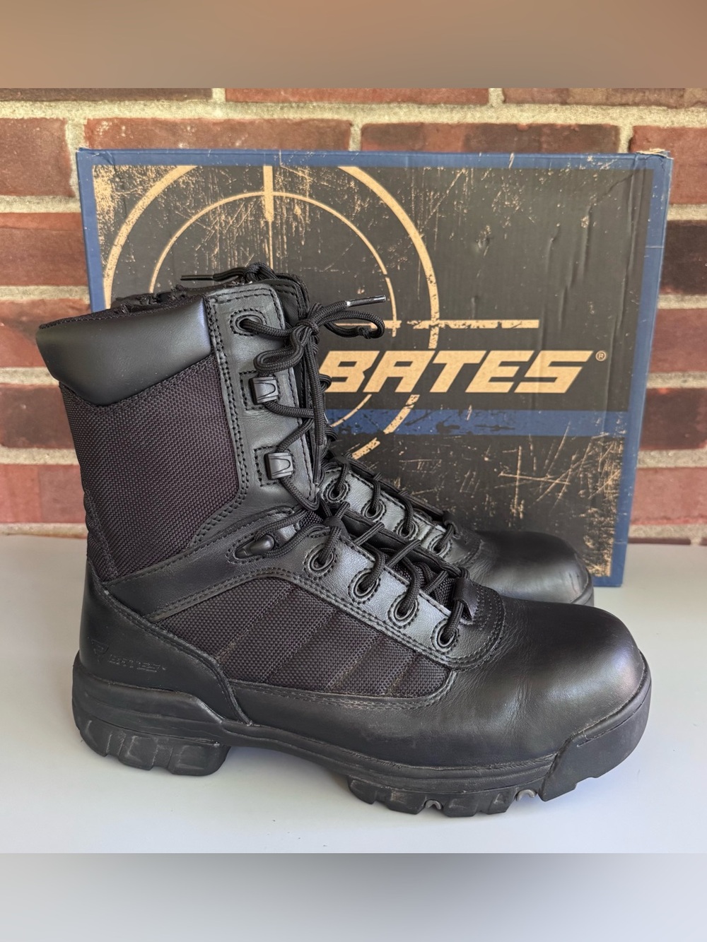 Bates Tactical Sport 8” Side Zip Boots Mens 9.5 Black Leather Duty Police E02261